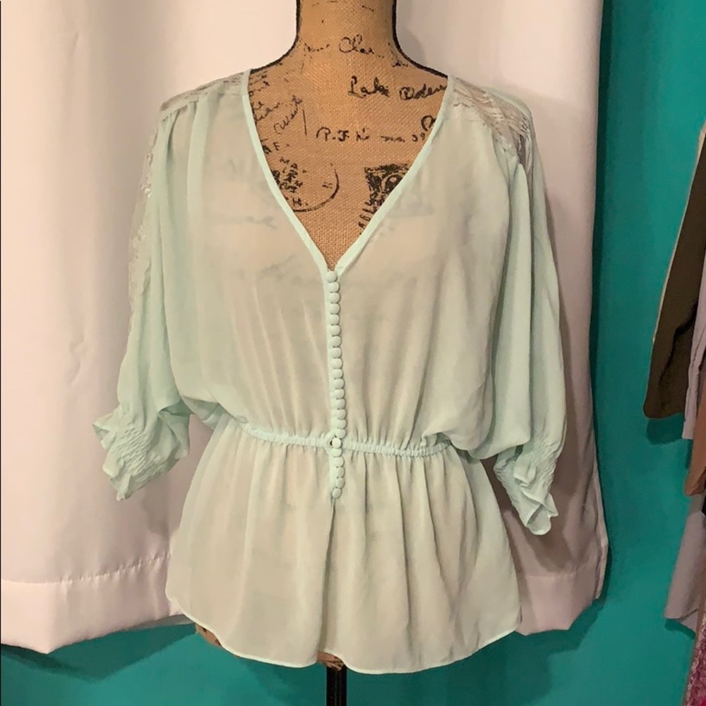 Sheer teal top